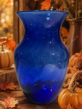 Indiana Glass Cobalt Blue Decorative Glass Vase
